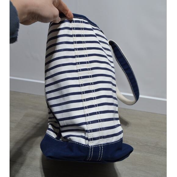 Lands' End XL Canvas Tote Bag Blue & White Striped - Picture 5 of 14